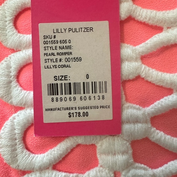 NWT Lilly Pulitzer Pearl Romper in Lilly’s Coral Size 0 - Picture 5 of 13